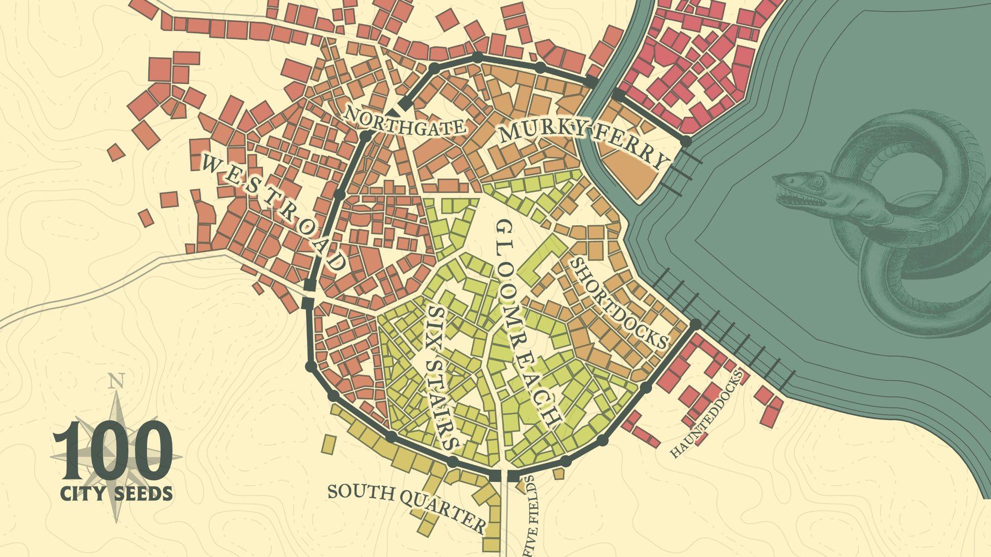 Medieval Fantasy City map procedurally generated by Watabou.